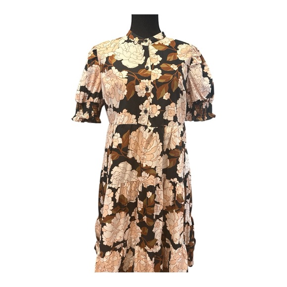 Who What Wear Women's Floral Print Short Puff Sleeve Tiered Babydoll Dress Small - Picture 3 of 11